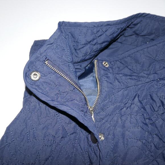 Zenergy By Chico's Vest Womens 2 Or Large Blue Quilted Zip Snap Mock Neck Lined - Picture 5 of 13